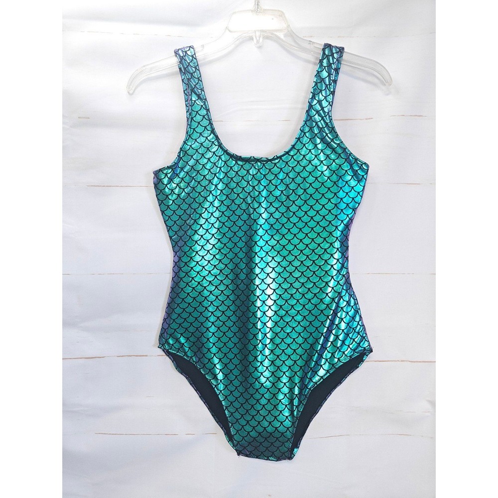 Mermaid Scale One Piece Swimwear Festival Outfit or Bodysuit Sz M Stretchy